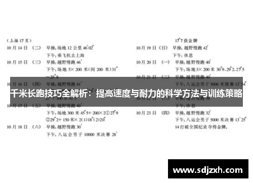 千米长跑技巧全解析:提高速度与耐力的科学方法与训练策略